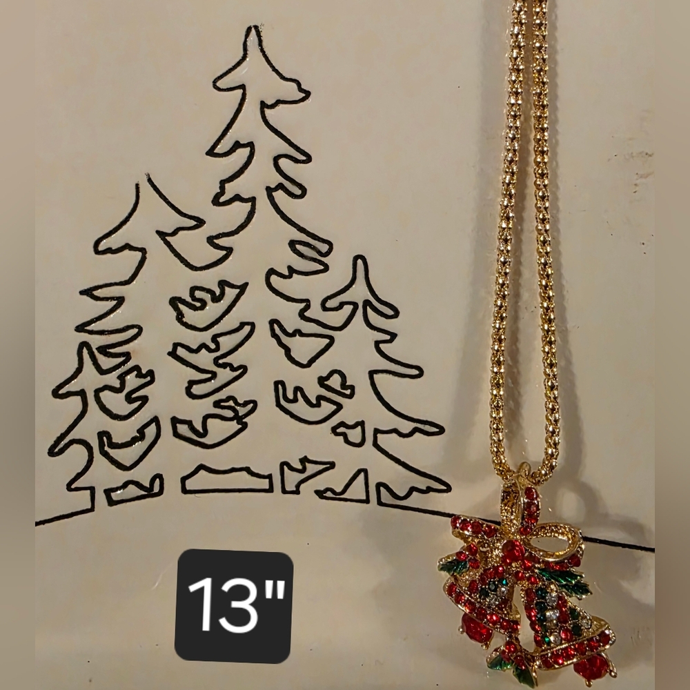 BETSY JOHNSON Elegant Gold Tone and Red Holiday Necklace